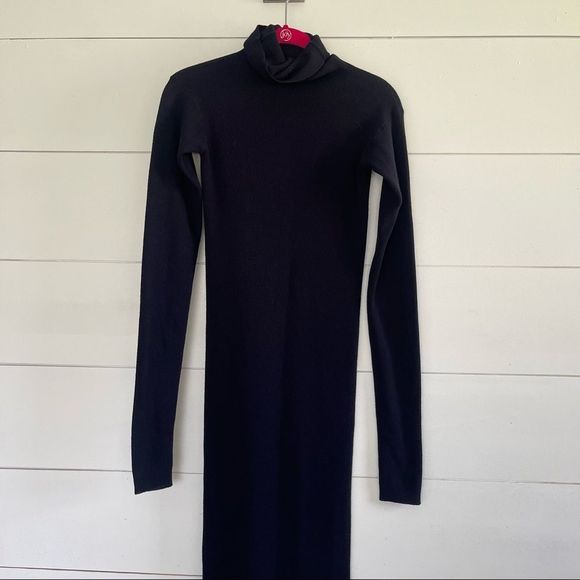 Stella McCartney Wool Ribbed Turtleneck Sweater Maxi Dress - Picture 1 of 10